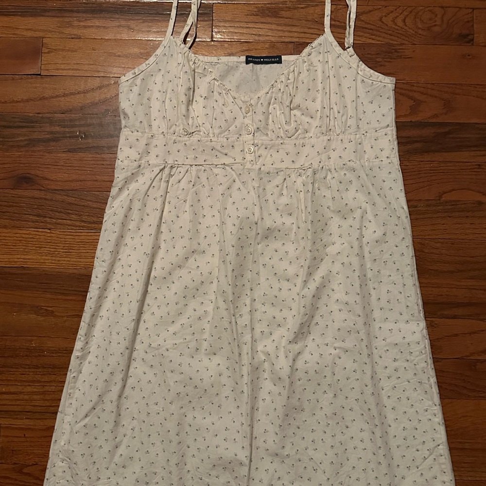 Brandy Melville Cream Floral Buttoned Dress